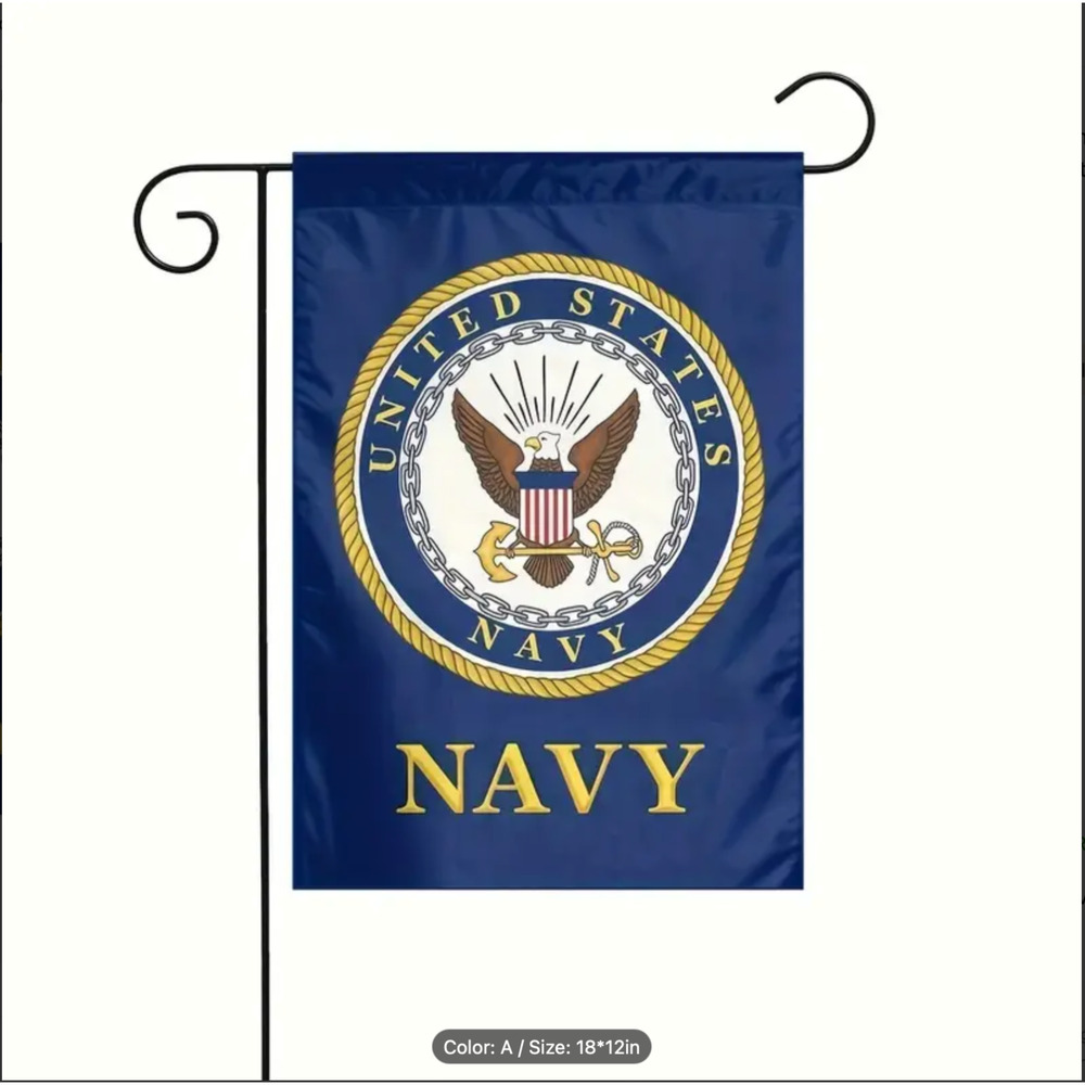 U.S. Navy Garden Flag, Double-Sided, 12x18in, High Quality Burlap, Great Gift